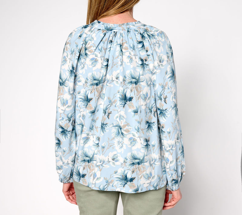 Martha Stewart Signature Woven Printed Peasant Blouse — View 3