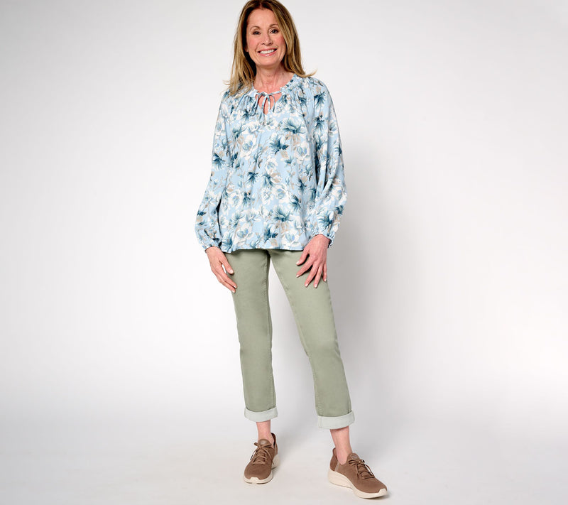 Martha Stewart Signature Woven Printed Peasant Blouse — View 4