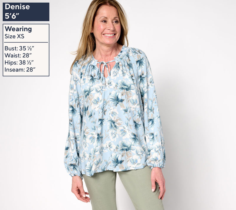 Martha Stewart Signature Woven Printed Peasant Blouse — View 2