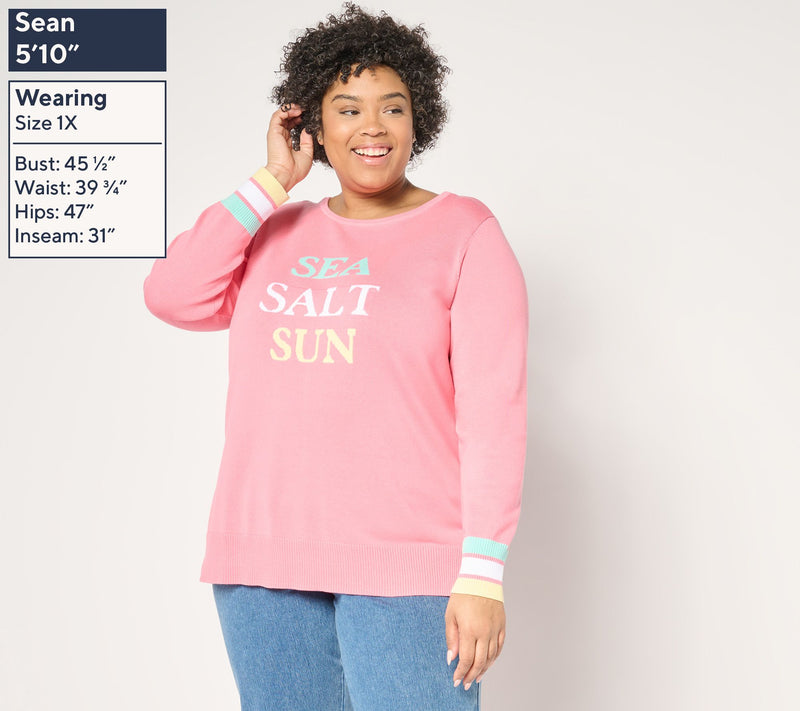 Belle by Kim Gravel Sea Salt Sun Striped Cuff Sweater — View 6