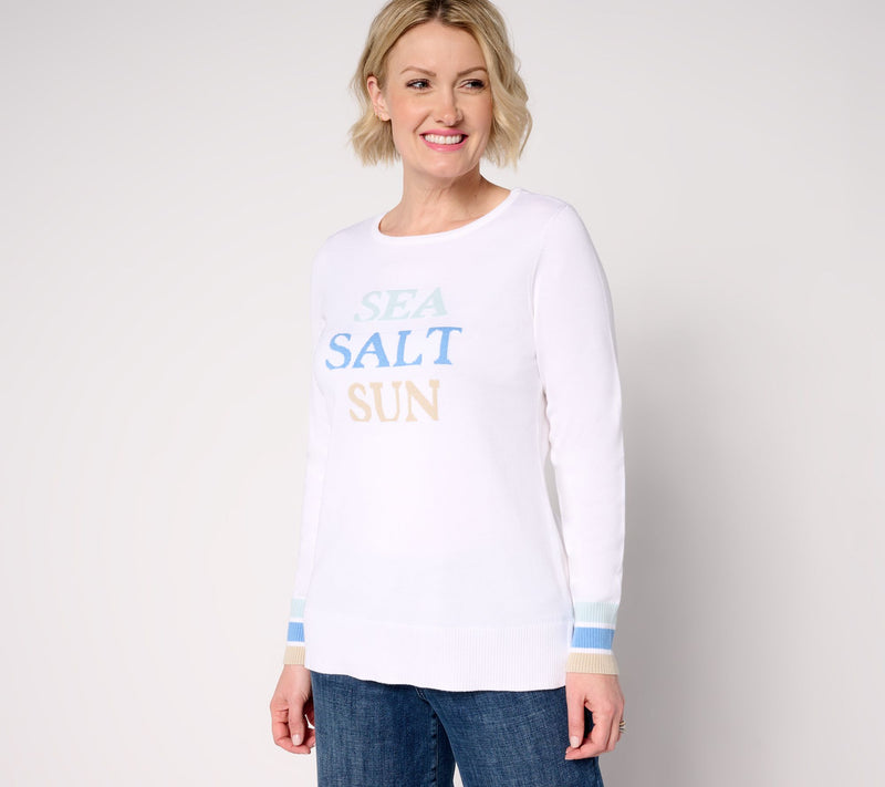 Belle by Kim Gravel Sea Salt Sun Striped Cuff Sweater — View 11