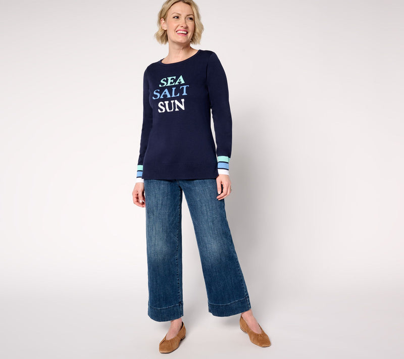 Belle by Kim Gravel Sea Salt Sun Striped Cuff Sweater — View 9