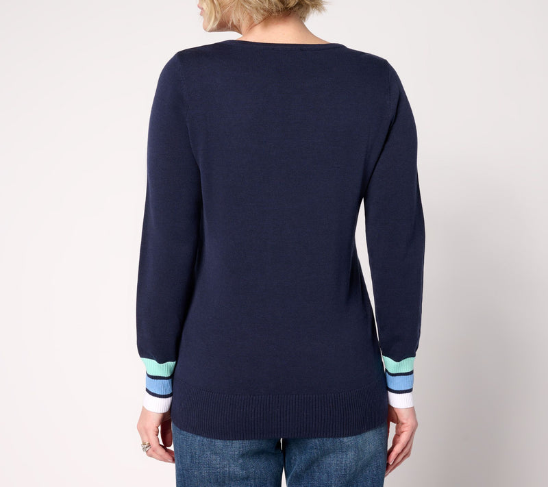 Belle by Kim Gravel Sea Salt Sun Striped Cuff Sweater — View 8