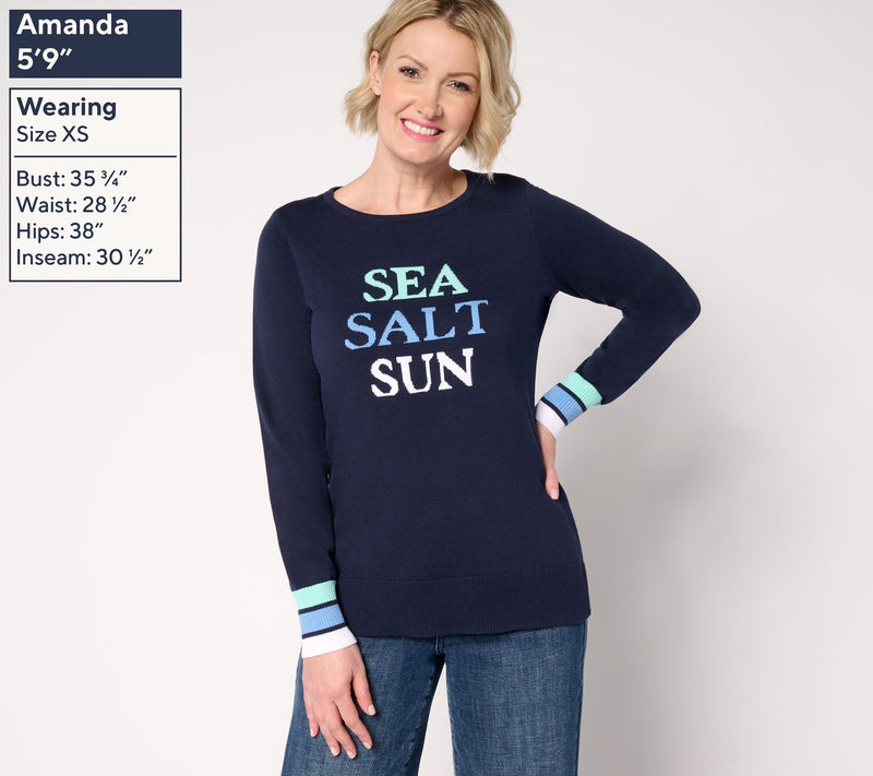 Belle by Kim Gravel Sea Salt Sun Striped Cuff Sweater — View 7