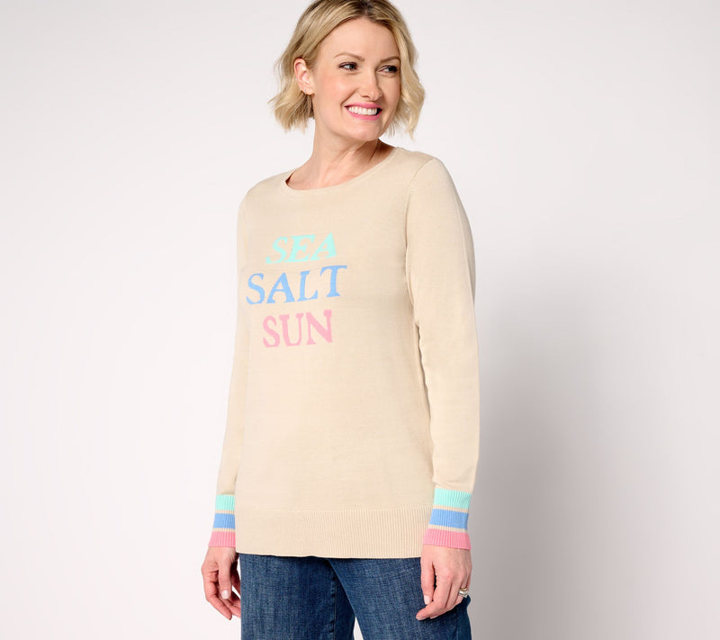 Belle by Kim Gravel Sea Salt Sun Striped Cuff Sweater — View 13