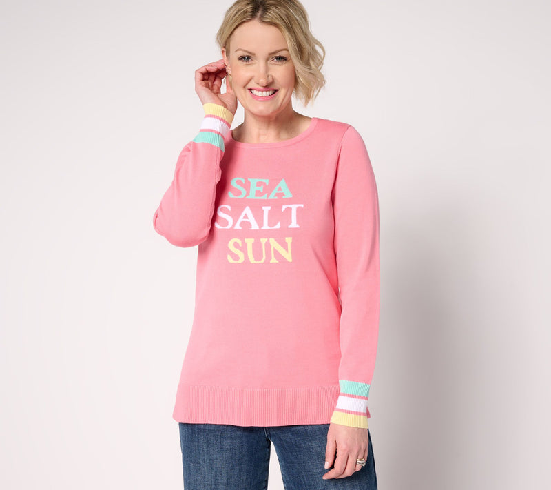 Belle by Kim Gravel Sea Salt Sun Striped Cuff Sweater — View 14