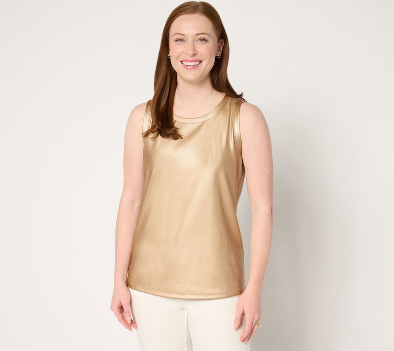 Martha Stewart Signature Knit Metallic Sleeveless Top — View 2