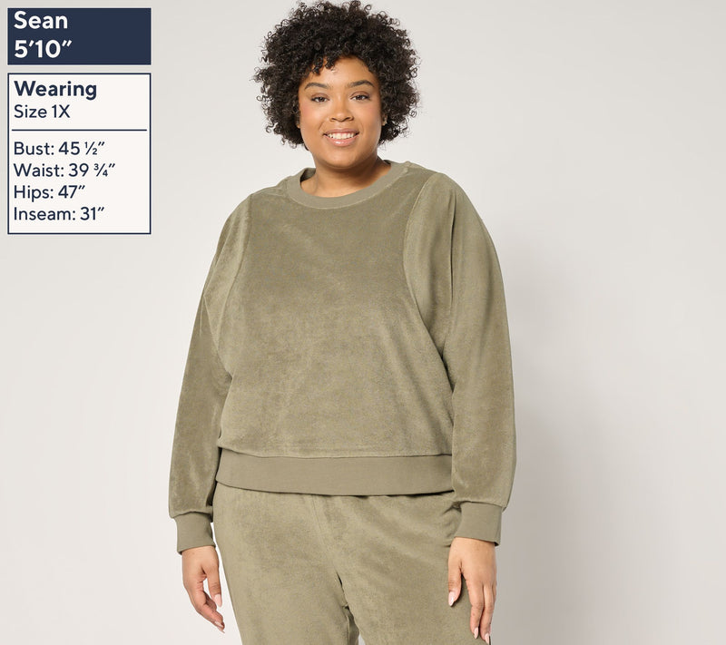 Martha Stewart Signature Knit Raglan Sleeve Sweatshirt — View 2
