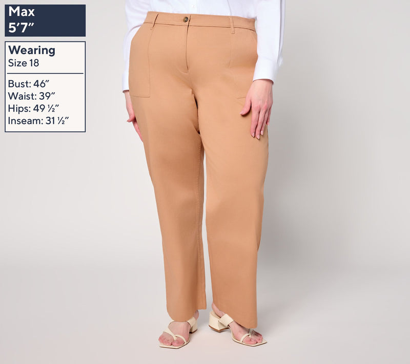 Martha Stewart Signature Tall Twill Wide Leg Pants — View 2