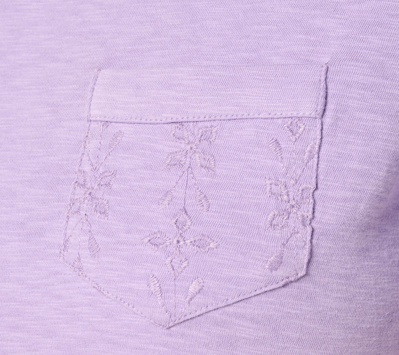 Denim & Co. 100% Cotton Short Sleeve Top with Eyelet Pocket — View 5