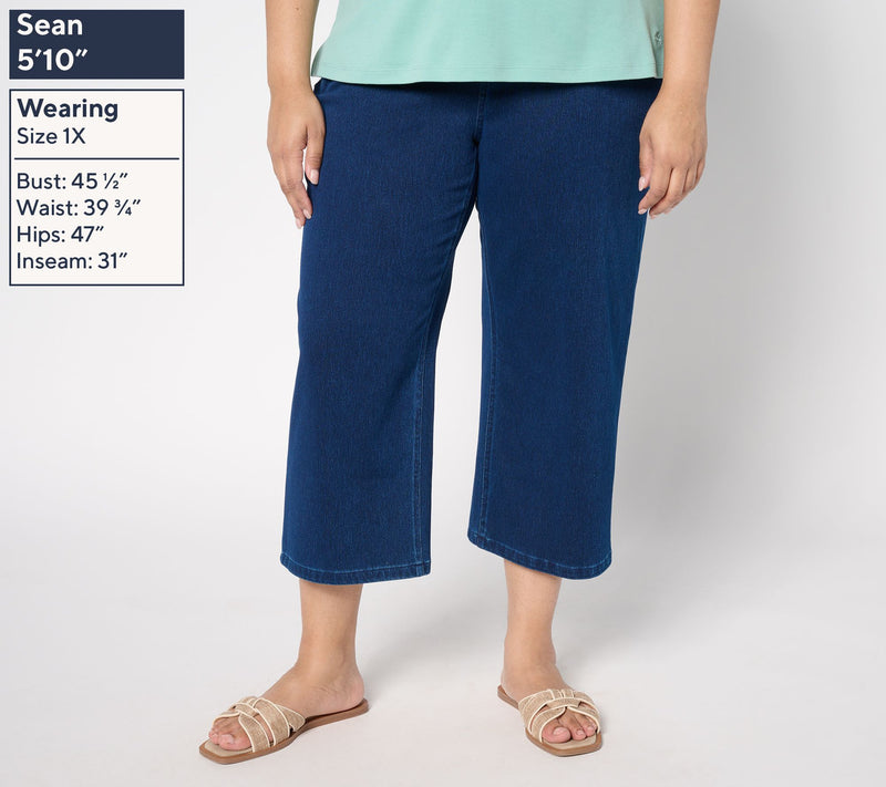 Denim & Co. Regular Comfy Knit Air Crop Trouser Jean — View 10