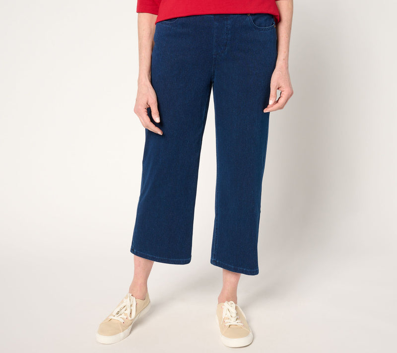 Denim & Co. Petite Comfy Knit Air Crop Trouser Jean — View 5