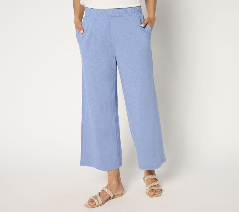 Denim & Co. Beach Regular Linen Blend Wide Leg Crop Pant — Main view