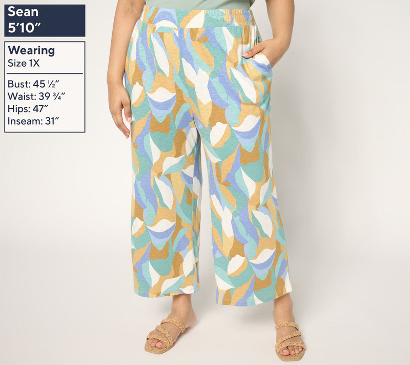 Denim & Co. Beach Regular Linen Blend Wide Leg Crop Pant — View 8