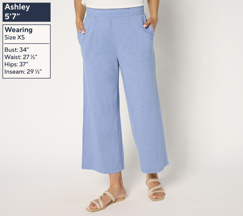 Denim & Co. Beach Petite Linen Blend Wide Leg Crop Pant — View 8