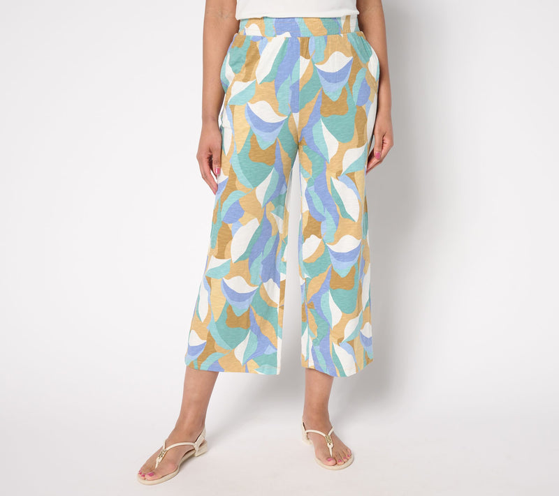 Denim & Co. Beach Petite Linen Blend Wide Leg Crop Pant — View 3