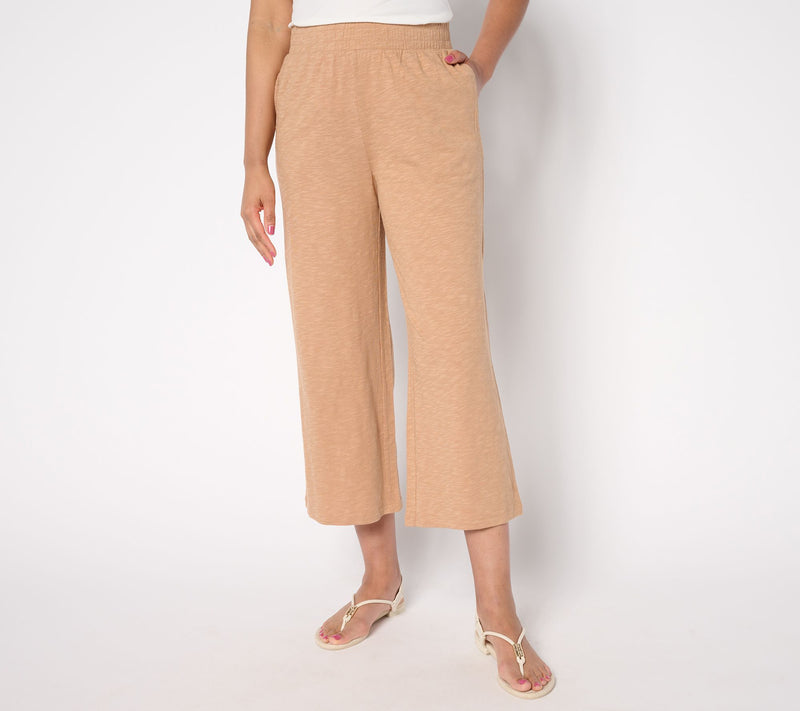 Denim & Co. Beach Petite Linen Blend Wide Leg Crop Pant — View 7