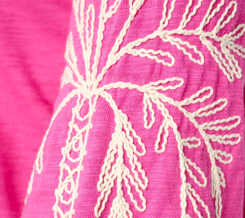 Belle Beach by Kim Gravel Slub Knit Sandy Palm Embroidered Top — View 15