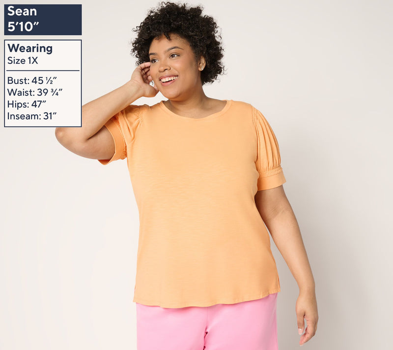 Belle Beach by Kim Gravel Double Smocked Sleeve Top — View 4