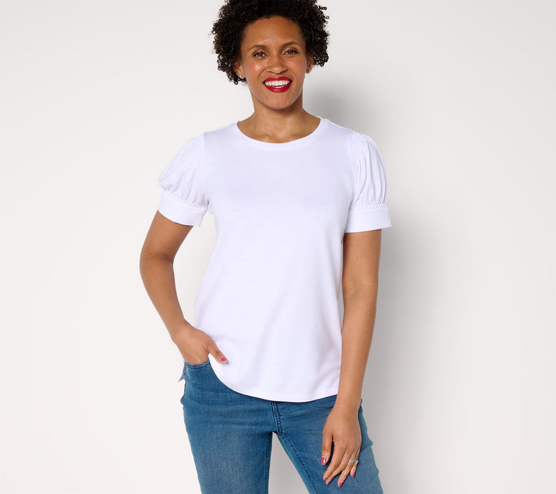 Belle Beach by Kim Gravel Double Smocked Sleeve Top — View 17