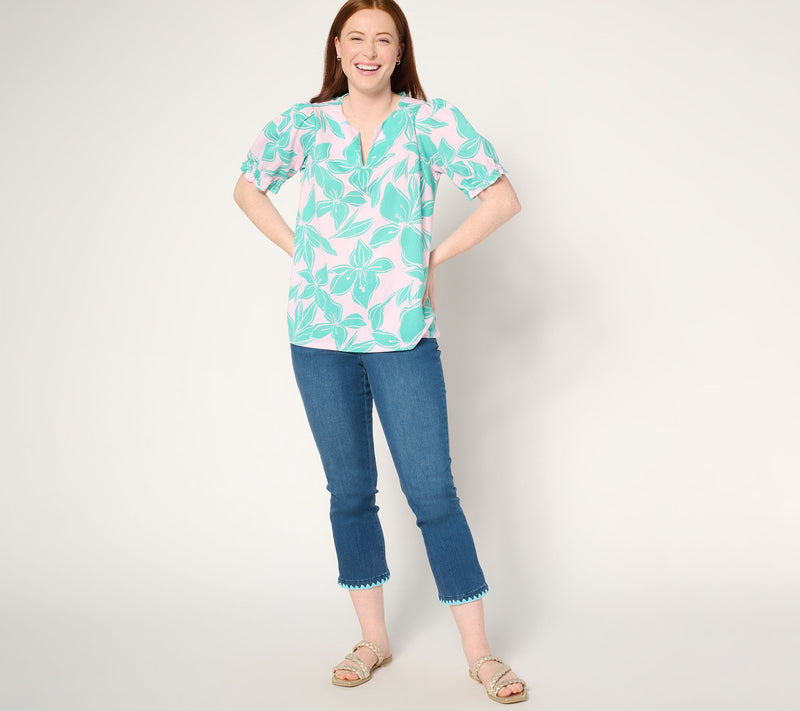 Belle Beach by Kim Gravel Cabana Knit Hibiscus Top — View 5