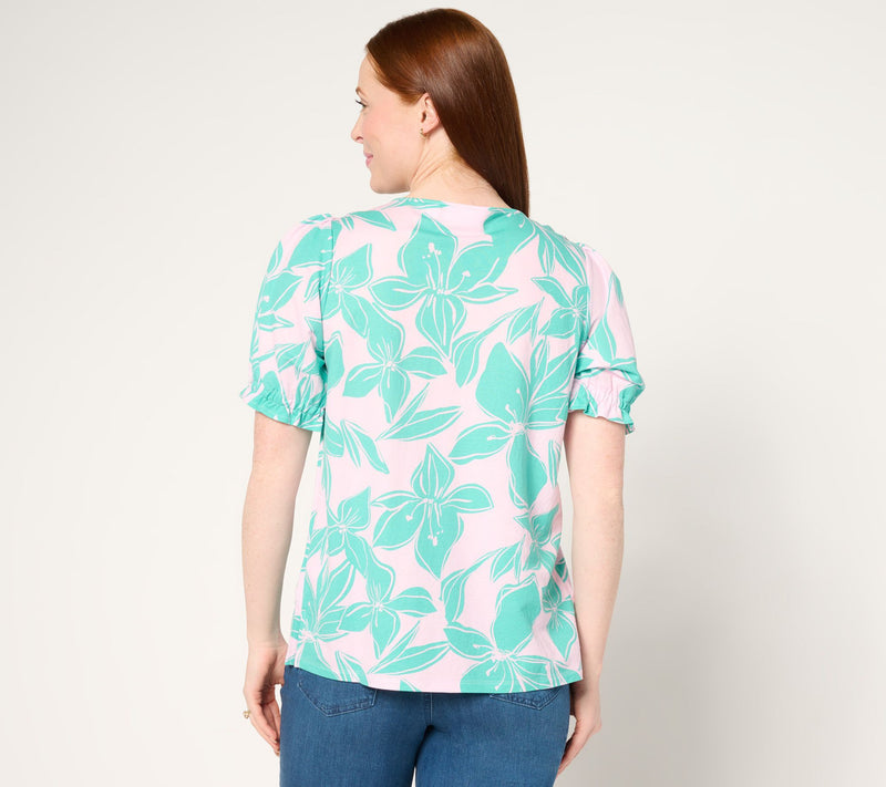 Belle Beach by Kim Gravel Cabana Knit Hibiscus Top — View 4