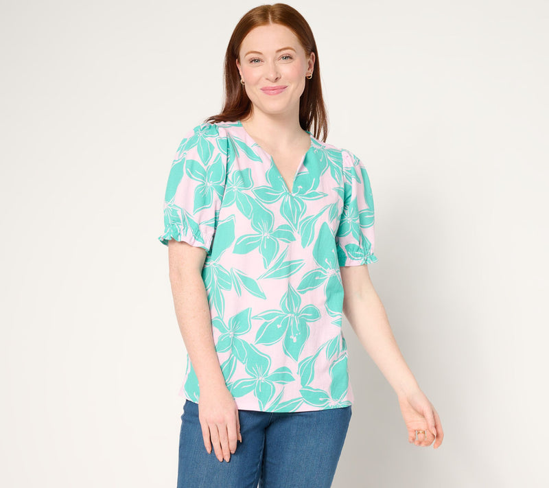 Belle Beach by Kim Gravel Cabana Knit Hibiscus Top — Main view