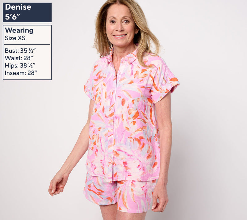 Belle Beach by Kim Gravel Palm Beach 100% Cotton Gauze Camp Shirt — View 3