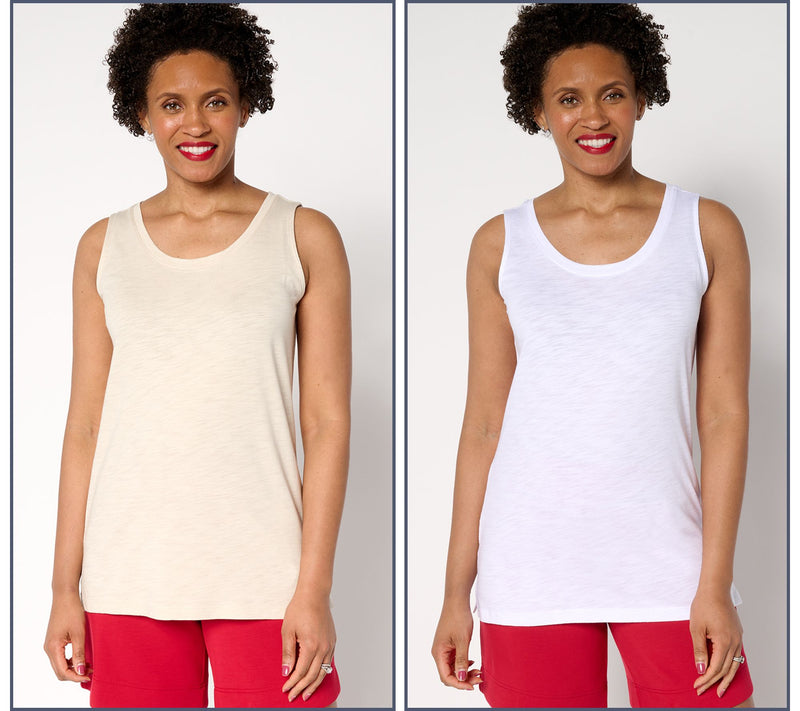 Belle by Kim Gravel Set of 2 Slub Knit Tanks — Main view