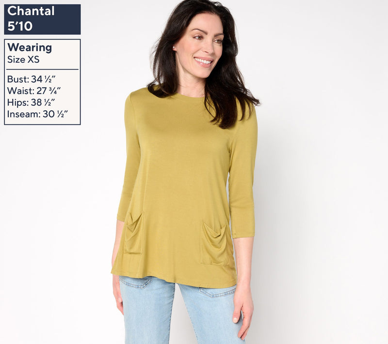 LOGO by Lori Goldstein 3/4 Sleeve Knit Top with Pockets — View 11