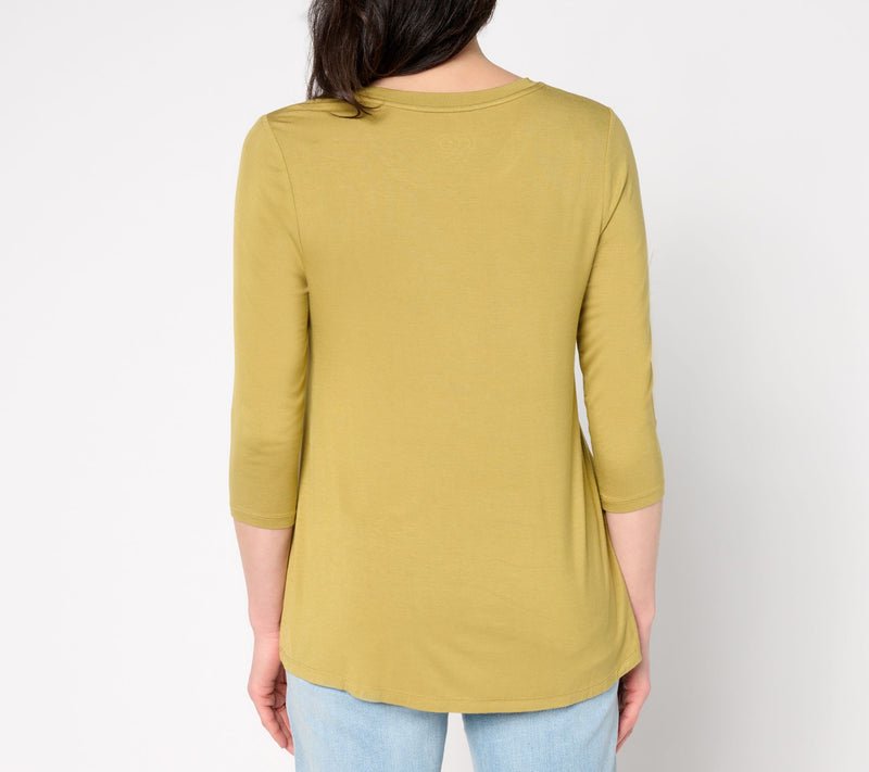 LOGO by Lori Goldstein 3/4 Sleeve Knit Top with Pockets — View 13