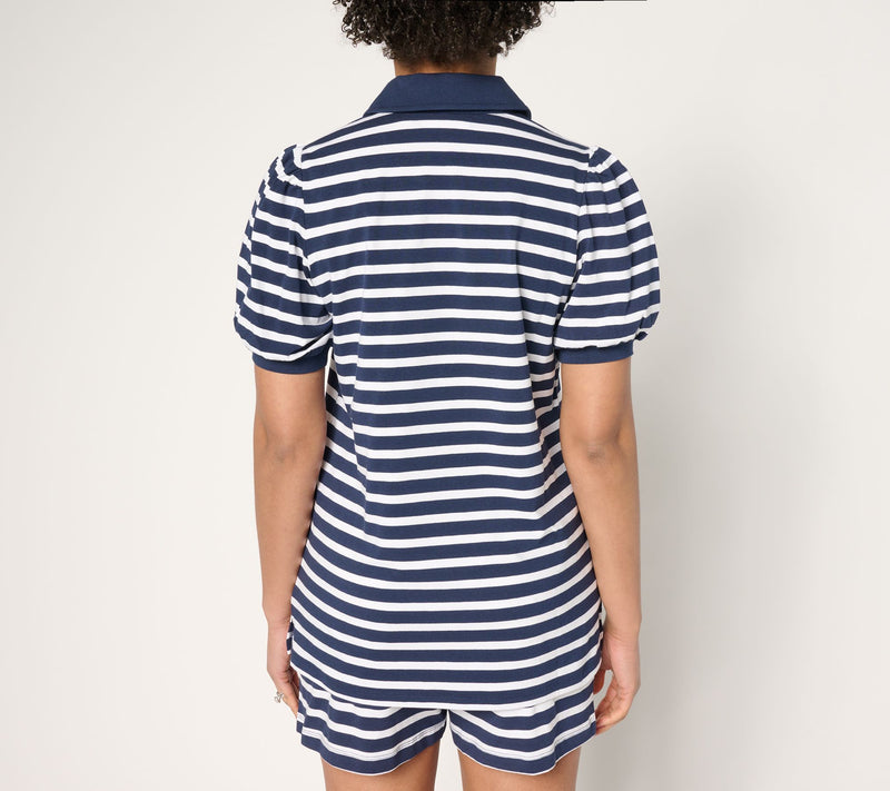 Belle by Kim Gravel TripleLuxe Knit Johnny Collar Top — View 12