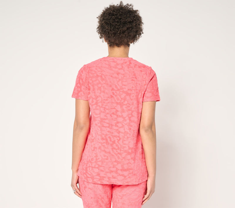 Belle Beach by Kim Gravel Poolside Terry Animal Jacquard V Neck Top — View 10