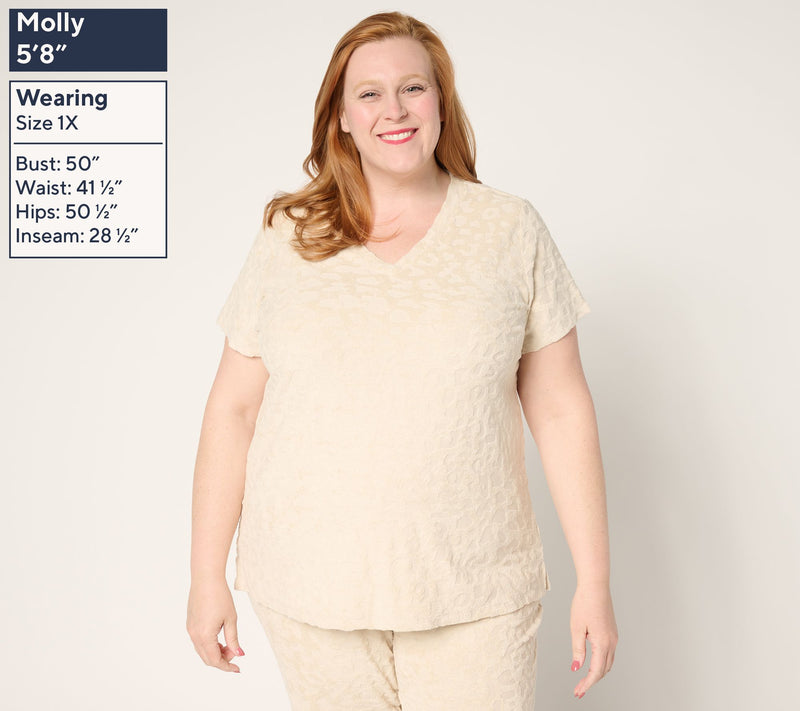 Belle Beach by Kim Gravel Poolside Terry Animal Jacquard V Neck Top — View 8