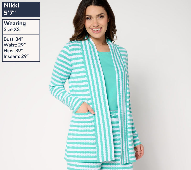 Belle by Kim Gravel Nautical Knit Striped Open Front Cardigan — View 13
