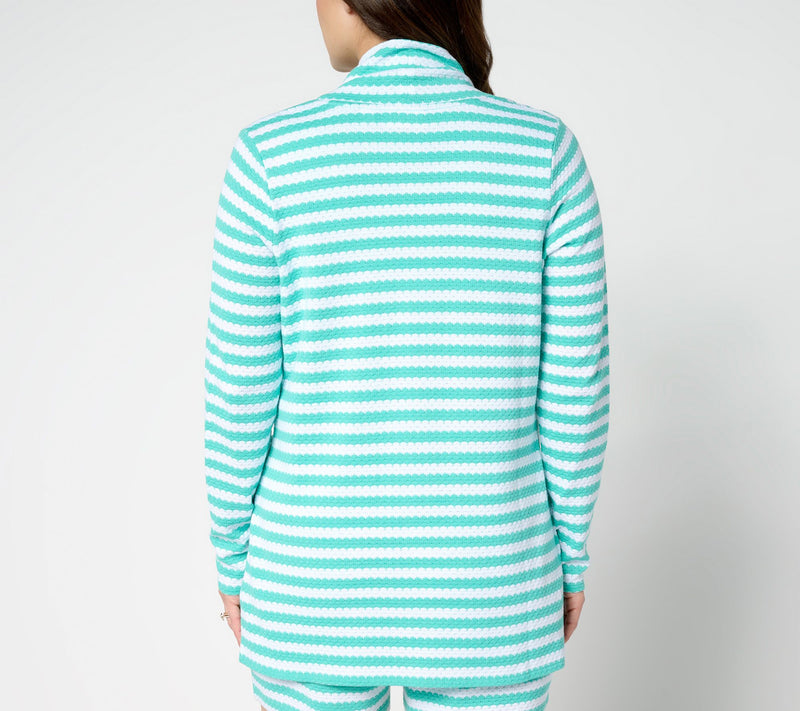 Belle by Kim Gravel Nautical Knit Striped Open Front Cardigan — View 14