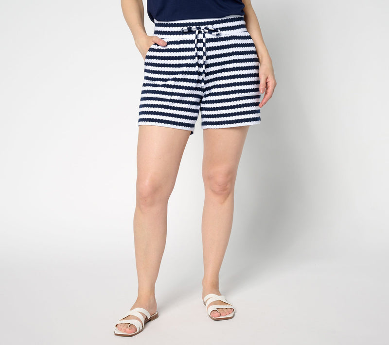 Belle by Kim Gravel Nautical Knit 5" Striped Shorts — View 7