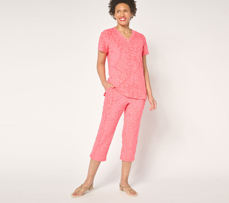 Belle Beach by Kim Gravel Petite Poolside Terry Animal Crop Pant — View 13