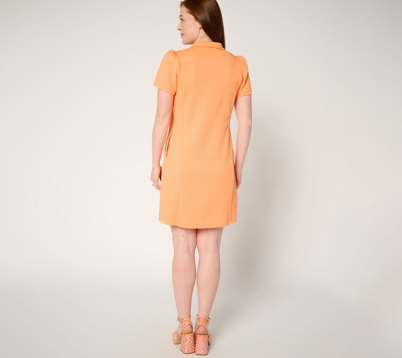 Belle by Kim Gravel Regular Goldtone Zip Textured Knit Dress — View 4