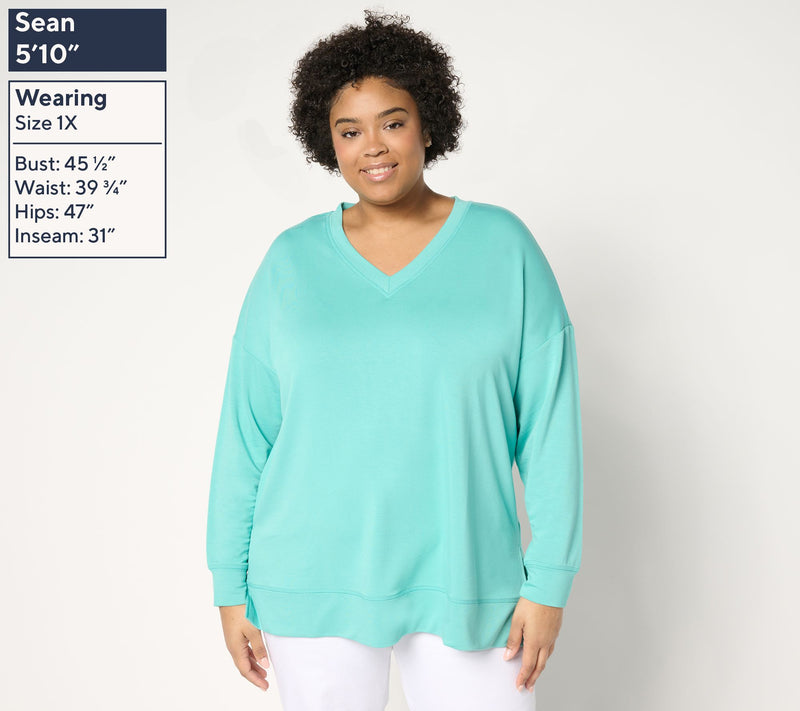 Brandis Dress Out Loud Acquitted Knit V-Neck Top with Side Slits — View 4