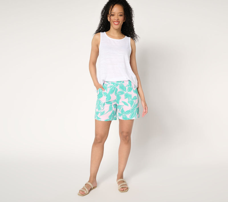 Belle Beach by Kim Gravel Cabana Knit Hibiscus 6" Short — View 5