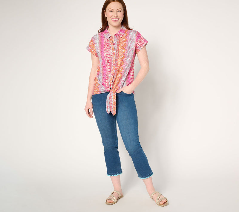 Belle Beach by Kim Gravel Cabana Knit Boho Beach Camp Shirt — View 5