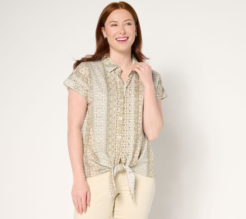 Belle Beach by Kim Gravel Cabana Knit Boho Beach Camp Shirt — View 10