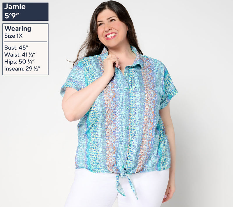 Belle Beach by Kim Gravel Cabana Knit Boho Beach Camp Shirt — View 2