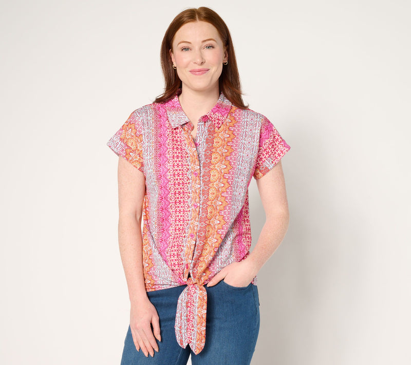 Belle Beach by Kim Gravel Cabana Knit Boho Beach Camp Shirt — View 12