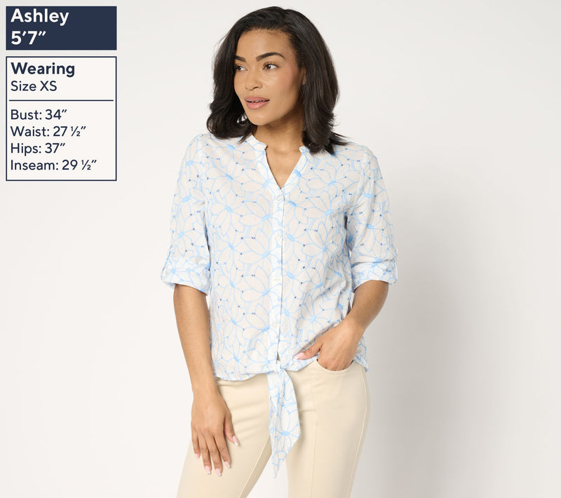 Bellisima by Kim Gravel Make my Daisy 100% Cotton Eyelet Blouse — View 3
