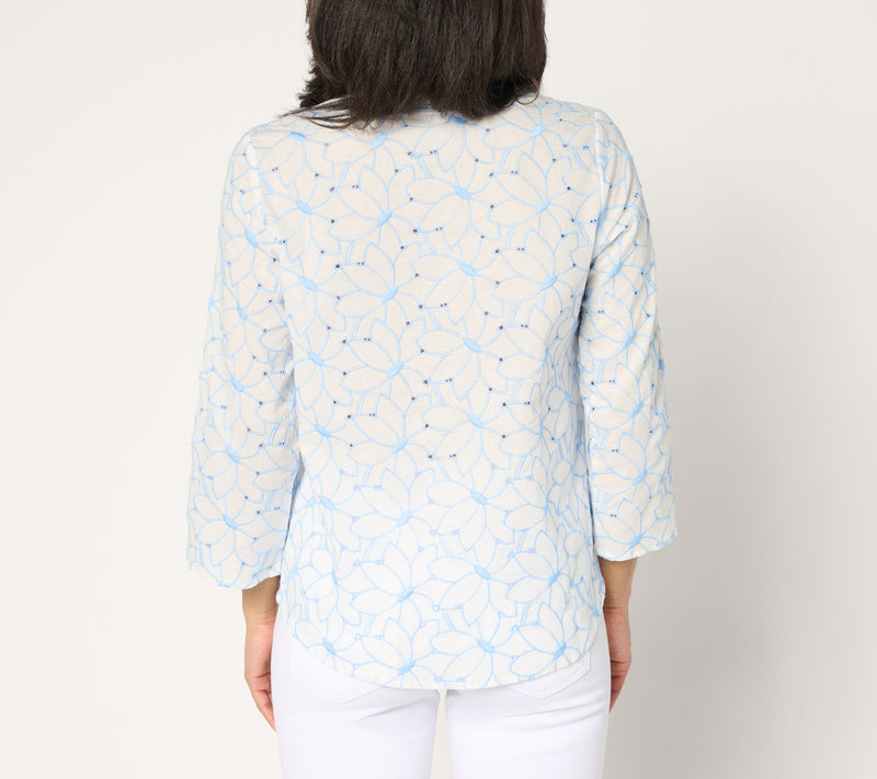 Bellisima by Kim Gravel Make my Daisy 100% Cotton Eyelet Blouse — View 4