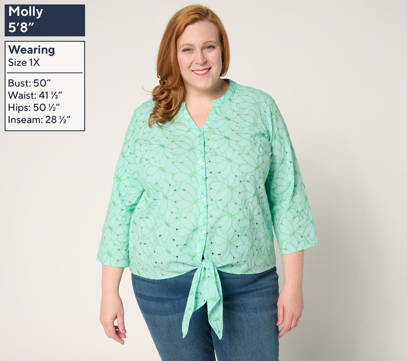 Bellisima by Kim Gravel Make my Daisy 100% Cotton Eyelet Blouse — View 2