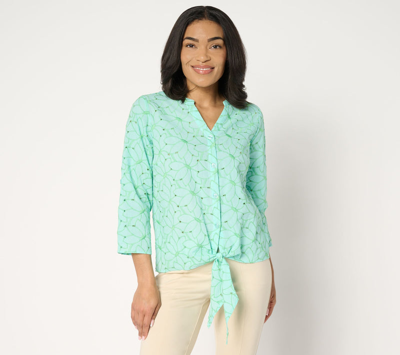 Bellisima by Kim Gravel Make my Daisy 100% Cotton Eyelet Blouse — View 13