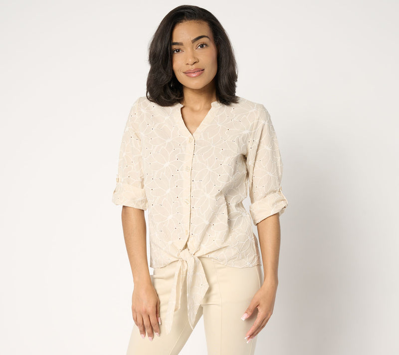 Bellisima by Kim Gravel Make my Daisy 100% Cotton Eyelet Blouse — View 14